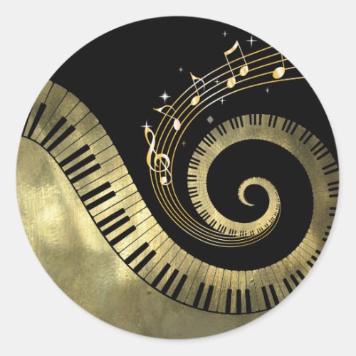 Piano Keys and Gold Music Notes golden Stickers