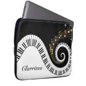 Piano Keys and Gold Music Notes Laptop Sleeve (Front Right)