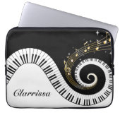 Piano Keys and Gold Music Notes Laptop Sleeve (Front)