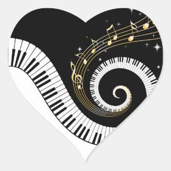 Piano Keys And Gold Music Notes Stickers by giftsbonanza at Zazzle
