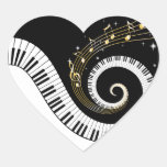 Piano Keys and Gold Music Notes Stickers