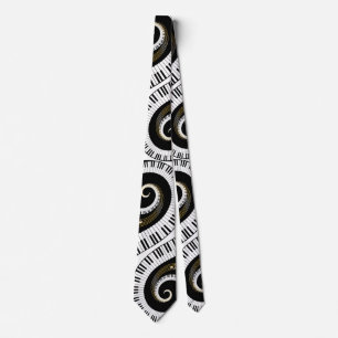 Piano Keys and Gold Music Notes Tie