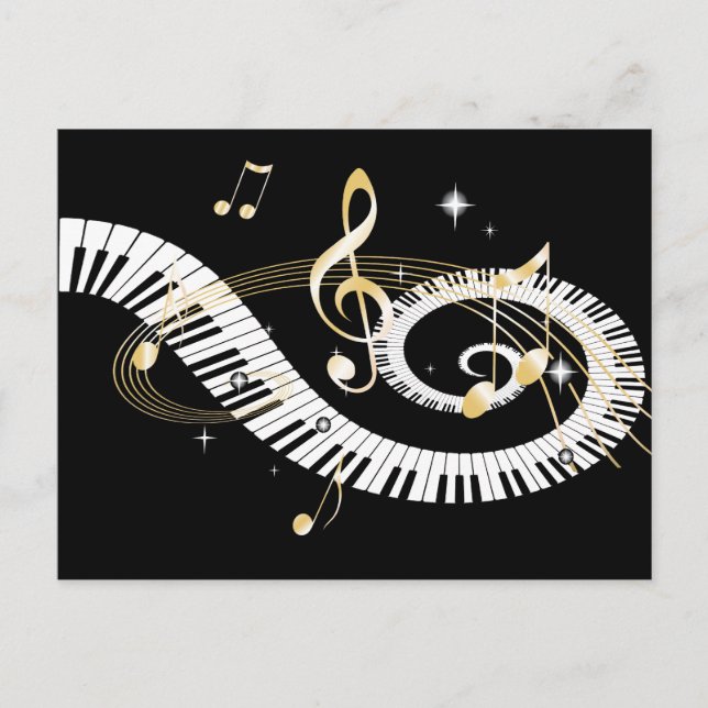 Piano Keys and Golden Music Notes (Front)