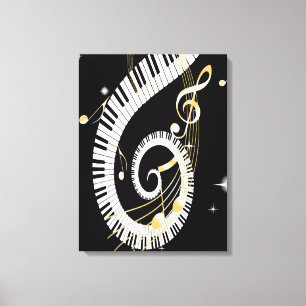 Piano Keys and Golden Music Notes Canvas Print