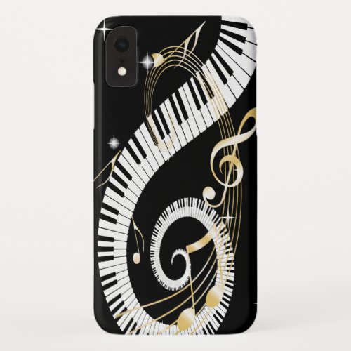 Piano Keys and Golden Music Notes iPhone XR Case