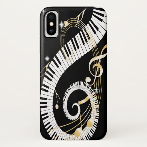 Piano Keys and Golden Music Notes iPhone X Case