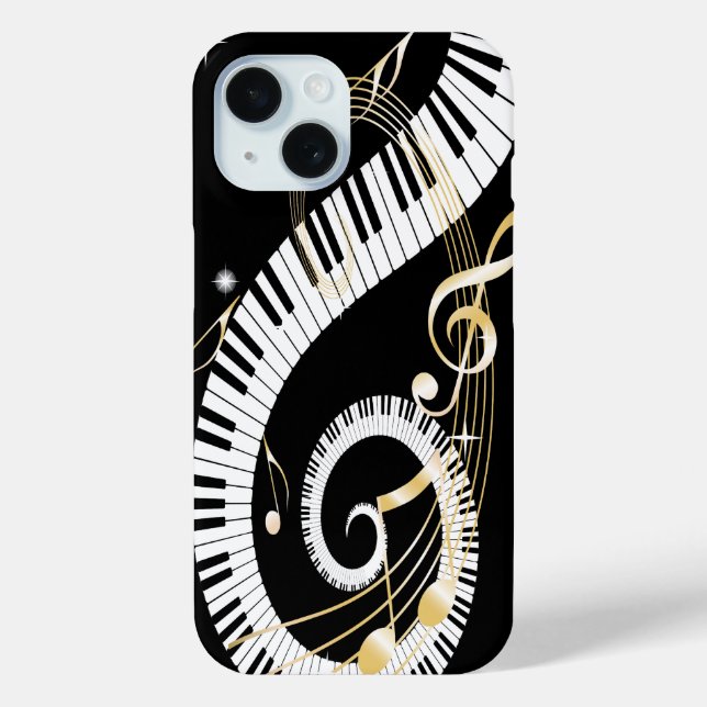 Piano Keys and Golden Music Notes Case-Mate iPhone Case (Back)