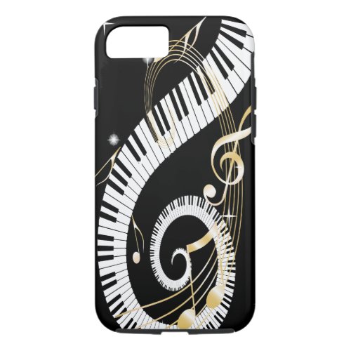 Piano Keys and Golden Music Notes iPhone 87 Case