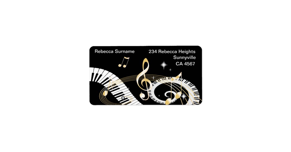 Piano Keys And Golden Music Notes Label Zazzle Com