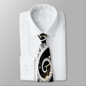 Piano Keys and Golden Music Notes Neck Tie (Tied)