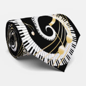 Piano Keys and Golden Music Notes Neck Tie (Rolled)