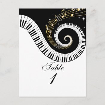 Piano Keys And Golden Music Notes Table Number by giftsbonanza at Zazzle