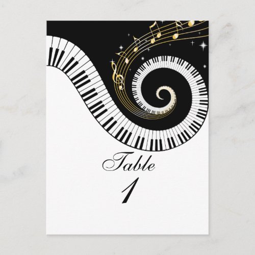 Piano Keys and Golden Music Notes Table Number