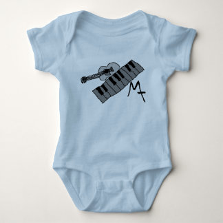 piano keys and guitar baby onsie bodysuit