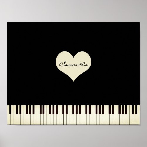 Piano keys and Heart Personalized Poster