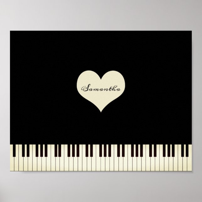 Piano keys and Heart Personalized Poster (Front)