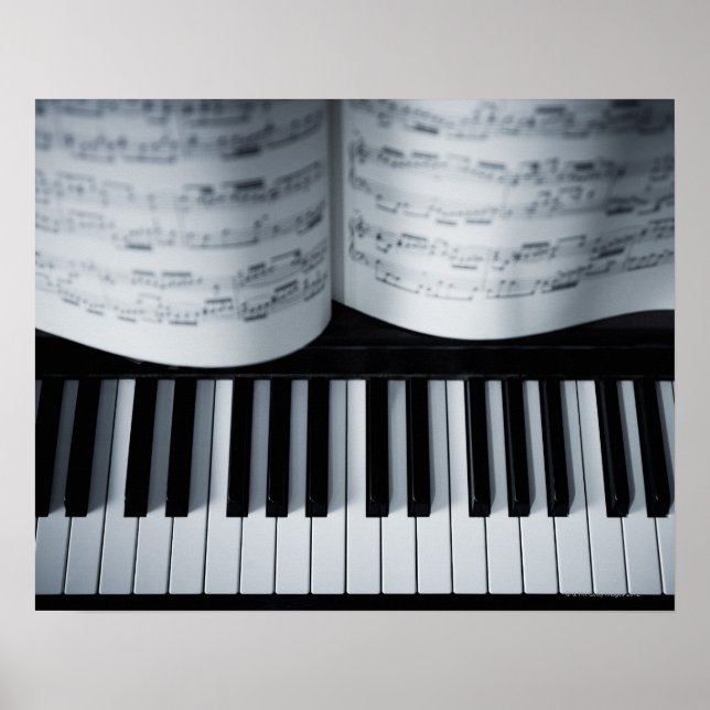 Piano Keys and Music Book Poster (Front)