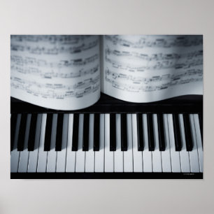 Piano Keys and Music Book Poster