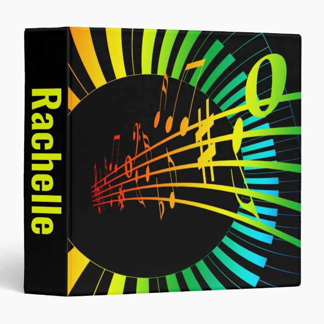 Piano Keys and Music Notes 3 Ring Binder (Front/Spine)