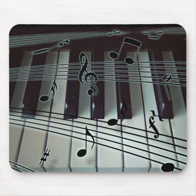 Piano Keys and Music Notes Mouse Pad (Front)
