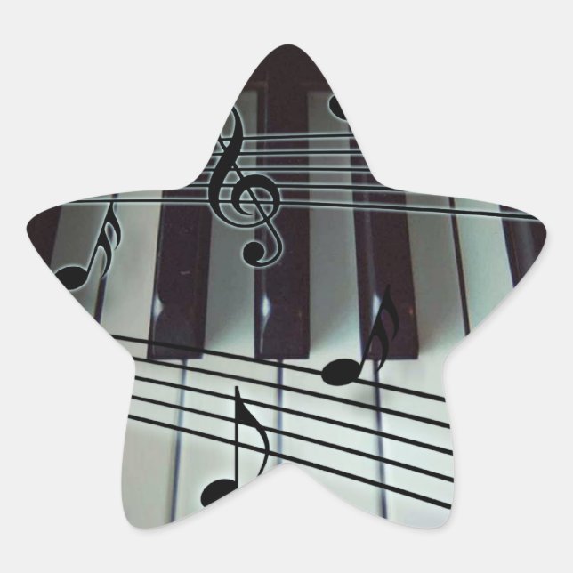 Piano Keys and Music Notes Star Sticker (Front)