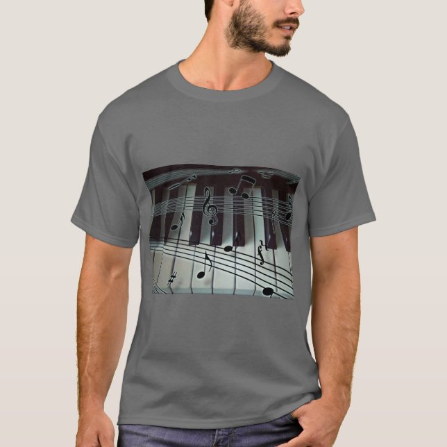 Piano Keys and Music Notes T-Shirt (Front)