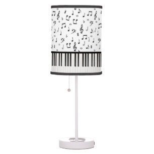 piano keys and music notes table lamp
