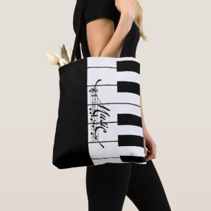 Piano Keys and Music Notes - Tote Bag