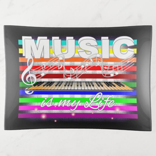 Piano Keys and Music Notes Trinket Tray (Front)