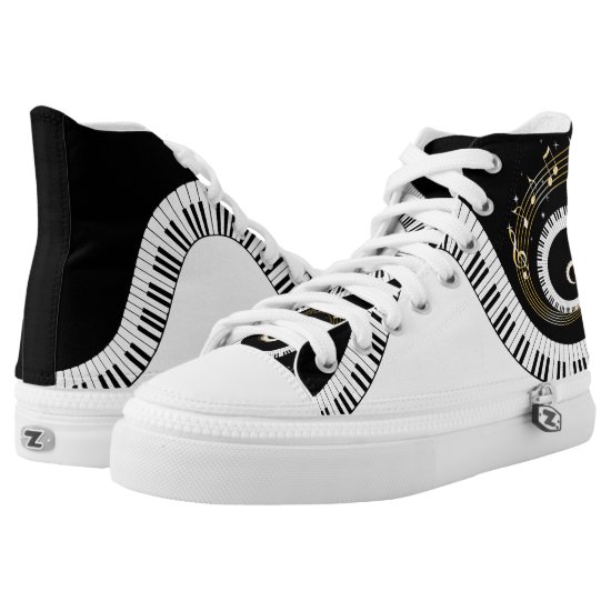 Piano Keys and  Musical Notes High-Top Sneakers