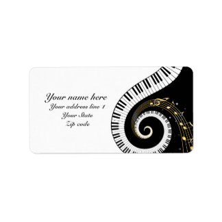 Piano Keys and Musical Notes Label