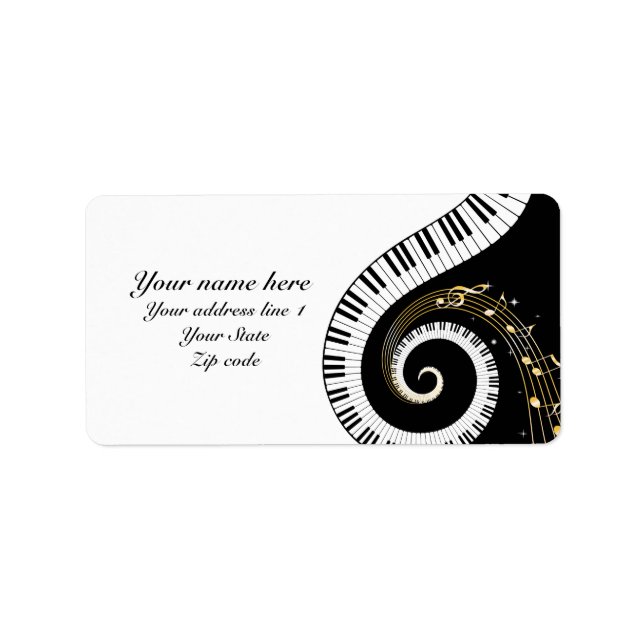 Piano Keys and  Musical Notes Label (Front)
