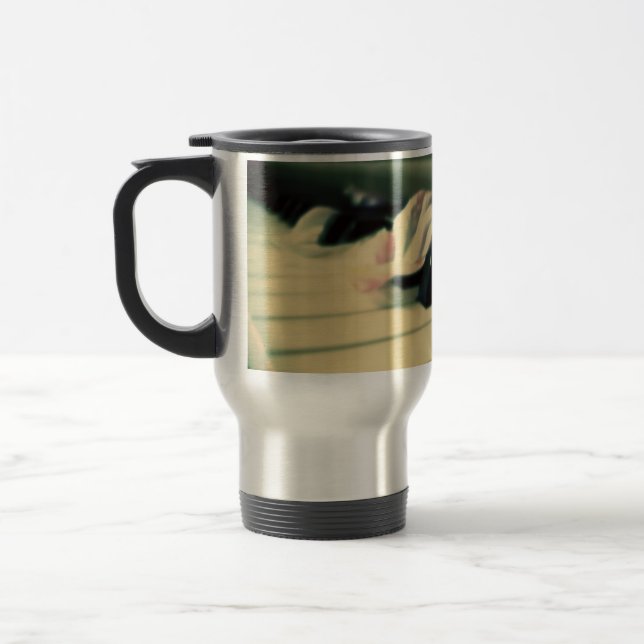 Piano Keys and Peony Petals Thermal Mug (Left)