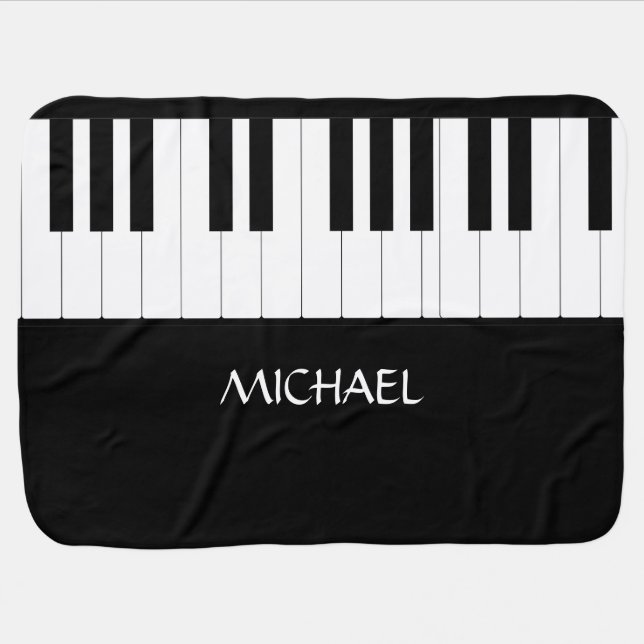 PIANO KEYS BABY NAME MUSIC LOVER  BABY BLANKET (Horizontal)