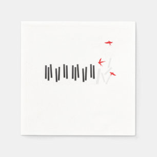 Piano Keys Birds Pianist Musician Music Notes Gift Napkins