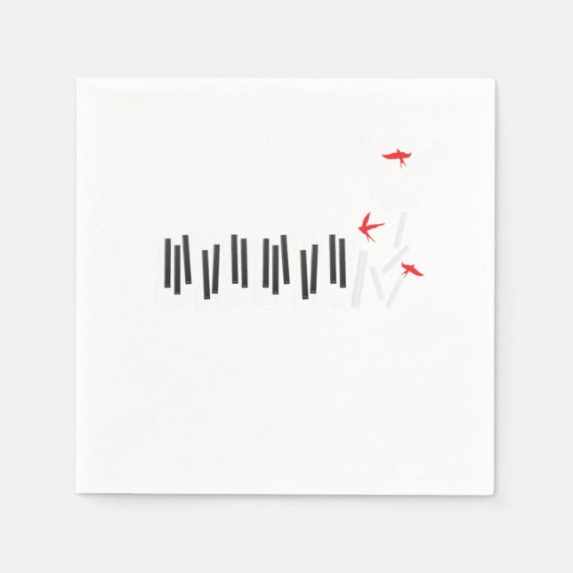 Piano Keys Birds Pianist Musician Music Notes Gift Napkins (Front)