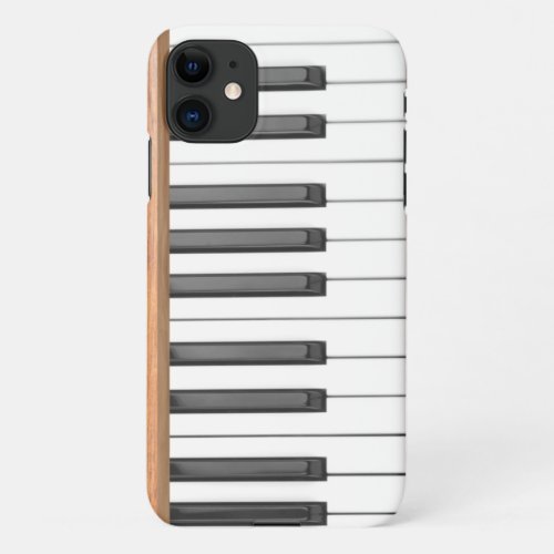 Piano Keys Black And White Ivory Light Wood Color iPhone 11 Case