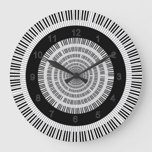 Piano Keys Black and White Large Clock