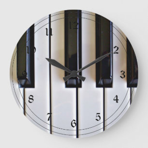 Piano Keys - Black and White Large Clock
