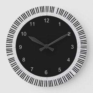 Piano Keys Black and White Large Clock