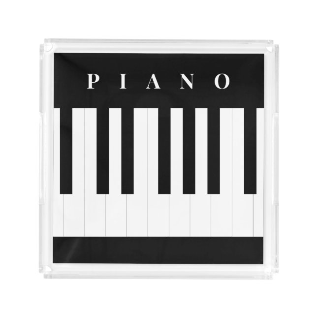 Piano Keys Black and White Music Themed Acrylic Tray (Front)