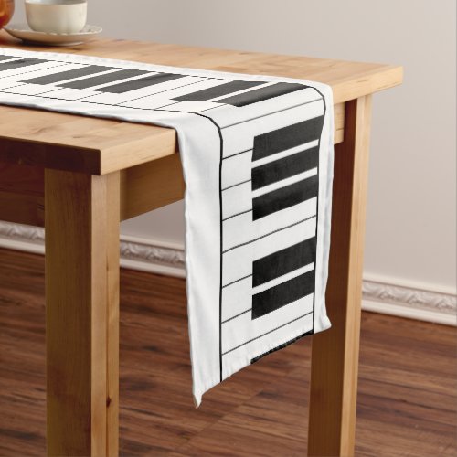 Piano Keys Black And White Music Themed Short Table Runner