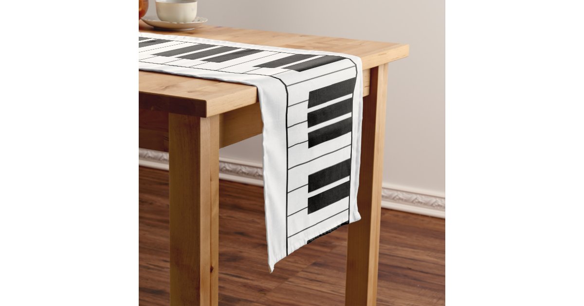 Piano Keys Black And White Music Themed Short Table Runner