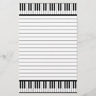 Piano Keys Black And White Pattern Lined Stationery
