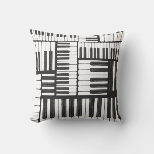 Piano Keys Black and White Pillow