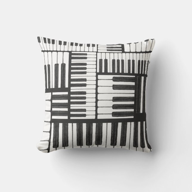 Piano Keys Black and White Pillow (Front)
