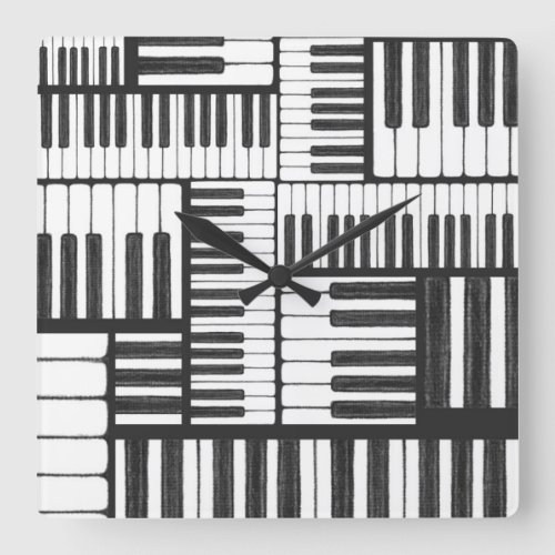 Piano Keys Black and White Wall Clock