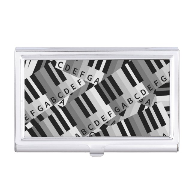 Piano Keys Black and WhitePpattern Business Card Case (Front)