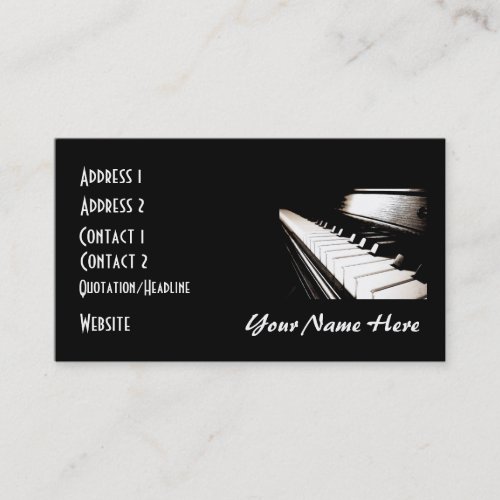 Piano Keys Black  White Business Card