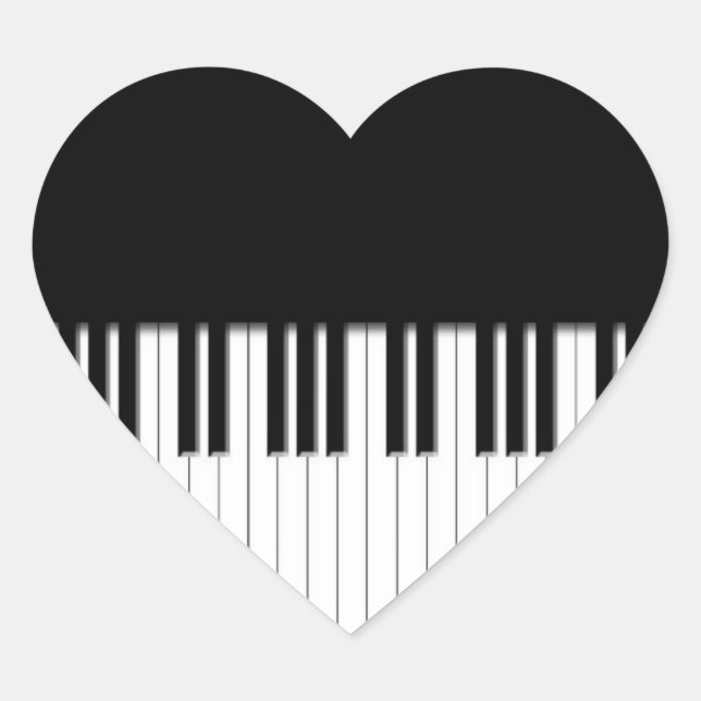Piano Keys black & white Heart Sticker (Front)